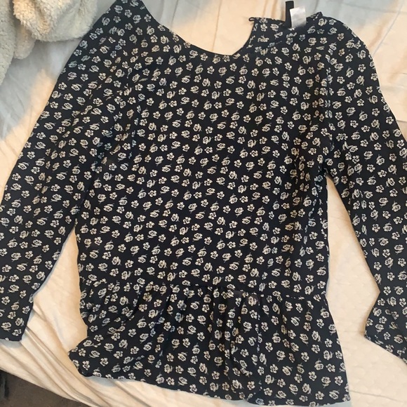 H&M Navy peplum top size 4 - Picture 2 of 2